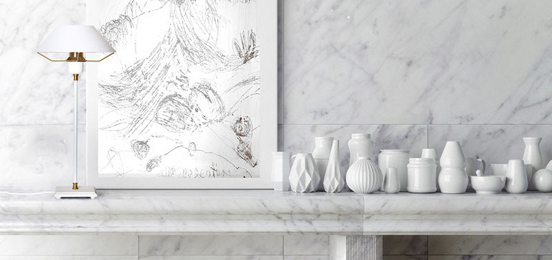White Luzzante lamp on marble